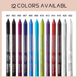 Eyeliner Pencil Set, 12 Color Eye Shadows Pen Eyebrow Pencil Eyeliner Eyebrow Lip Liner Pencil Eyeshadow Pencil Professional Eye Makeup Set