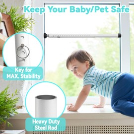 Window Security Bars, 18"-51" Adjustable Window Bars Security Inside, Burglar Bars for Home Safety, Window Stoppers for Up and Down Windows, Sliding Glass Door, Window Jammer Stick Vertical, 2 Pack