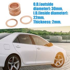 A ABSOPRO Copper Crush Washers Flat Sealing Gaskets Rings 18x24.5x1mm (Set of 20)