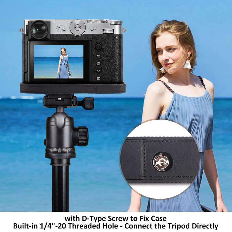 MUZIRI KINOKOO Fuji GFX100 RF Protective Genuine Leather Half Case