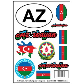 Daged Azerbaijan Sticker Card Sticker Sheet - Car, Motorcycle, Biker Flag, Decorative AK