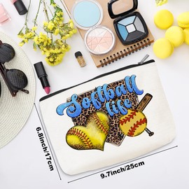 Leopard Softball Gifts Softball Accessories for Girls Sports Makeup Bag Cosmetic Bag Basketball Stuff Birthday Christmas Softball Lover Gifts for Women Softball Player Coach Team Aunt Toiletry Bag