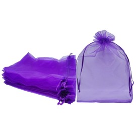 Ankirol 50pcs Sheer Organza Favor Bags 12 X 16" X Large Organza Drawstring Bags (Deep Purple)
