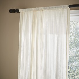 Pineapple Elephant Zofia Broderie Cotton Anglaise 55x48 Inch Tab Top Voile Curtain Panel Natural