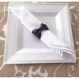 black napkin ring, bow napkin ring, faux leather napkin ring, black napkin holder, fall napkin ring, Christmas napkin ring - Quantity: 10 Rings