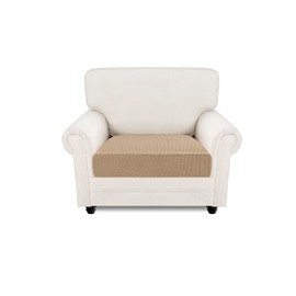 Easy-Going Sofa Seat Cushion Covers Armchair, 1 Piece Stretch Jacquard Sofa Slipcover, Non Slip Pet Dog Couch Cushion Covers, Replacement Caravan Single Seat Covers Furniture Protectors, Camel