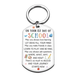 1st Day of School Gifts for Kids, First Day of School Keychain Gifts for Kids Students, Cute Back to Schools Supplies for Teen Girls Boys, Inspirational Schools Keychain Gift for Daughter Son