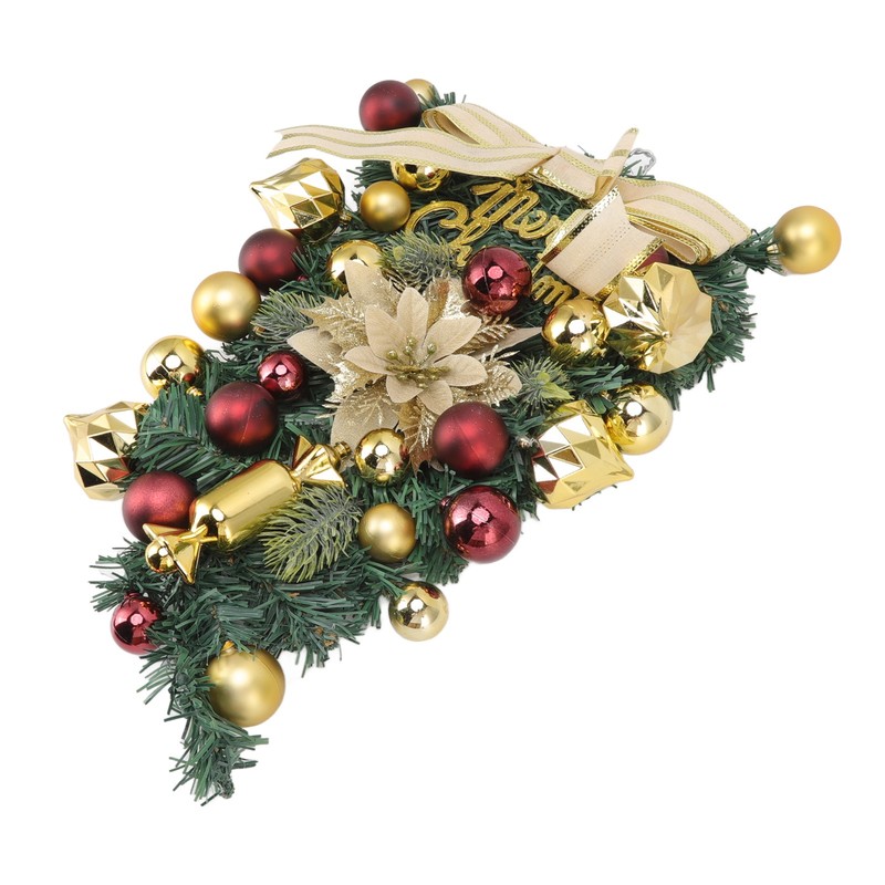 Christmas Inverted Tree Wreath Door Hanging Electroplated Ball Rattan Garland