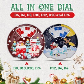 Unique Steampunk Metal Dice Spinner Set - 7-in-1 Compact DND Dice for Tabletop RPG Games, Vintage Roulette Wheel Design, Portable Travel Accessories (Christmas Gold Silver)