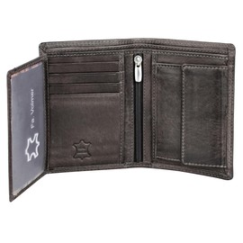 Fa.Volmer ® Leather Wallet Made of Genuine Buffalo Leather, Large Wallet for Men and Women, TÜV Tested RFID Protection in Brown and Black, gray, Portrait
