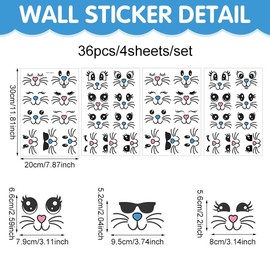 36 Pcs Easter Bunny Face Vinyl Decals Rabbit Face Wall Decals Stickers Bunny Faces DIY Craft Art Stickers for Easter Party Decorations Bunny Feet Window Clings Sticker Front Porch Door Party Supplies