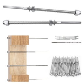 Muzata 40Pack 1/8" Cable Railing Kit Hand Swage Threaded Stud Tensioner 4x4 2x2 Wood Metal Post T316 Deck Stair Cable Railing Hardware CR39
