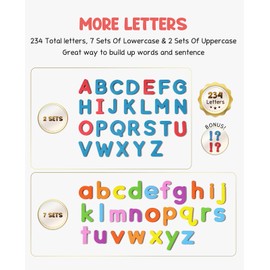 Gamenote Classroom Magnetic Alphabet Letters Kit 238 Pcs with Double - Side Magnet Board - Foam Alphabet Letters for Preschool Kids Toddler Spelling and Learning Colorful ABC Education Fridge Magnets