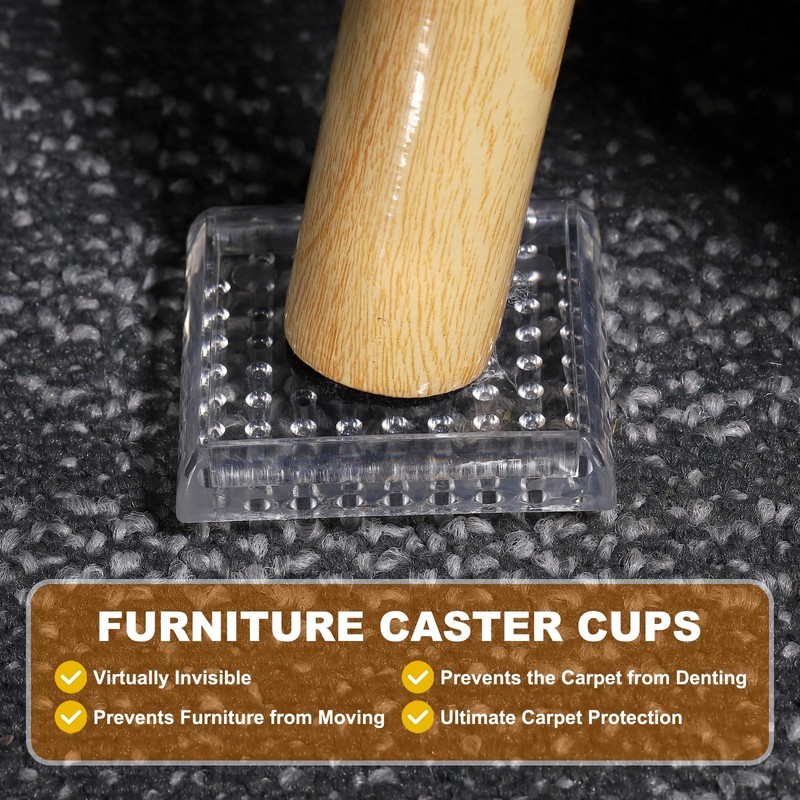 PATIKIL Square Spike Carpet Protector, 8 Pcs Plastic Furniture Caster