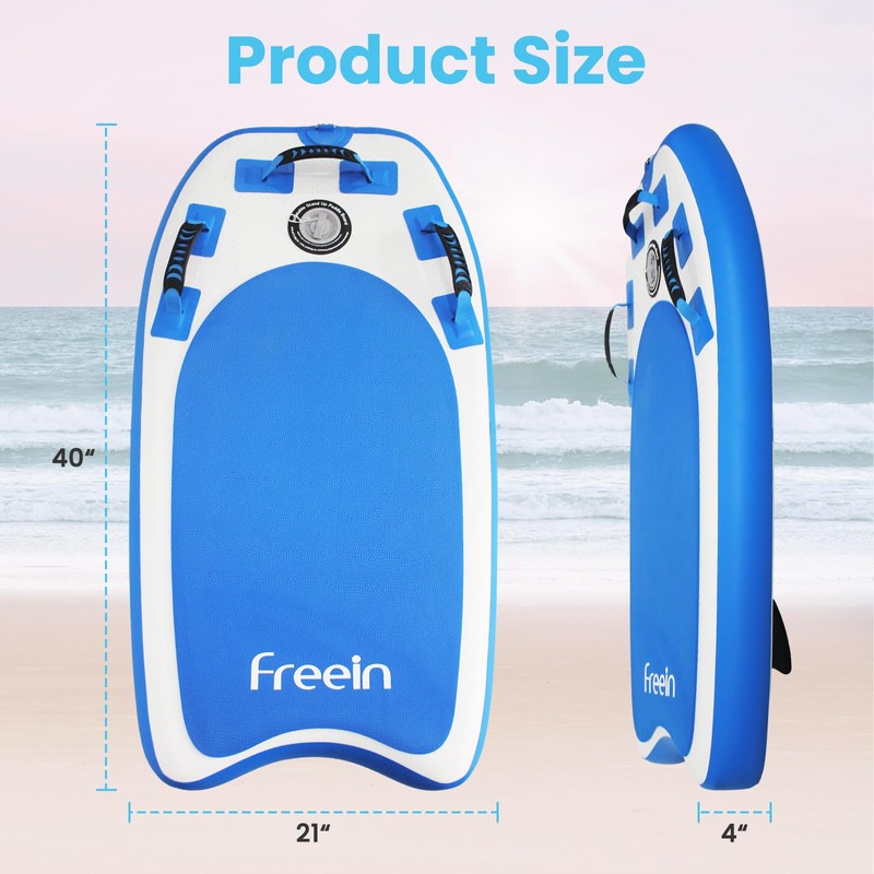 Freein Body Board Inflatable, Surfboards BodyBoards for Beach River, Foldable