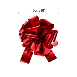 sourcing map 2pcs 16 Inch Car Extra Giant Large Pull Bow Christmas Metallic Gift Wrapping Bows Ribbon for Wedding Car Baskets Presents Big Gift Bow, Red