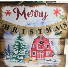 Decor ShipN24Hours. New-Christmas Home “Merry Christmas”. 11x11”. Hanging Decor.