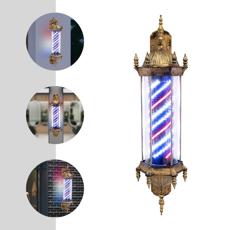 TFCFL 110V Barber Rotating Light,Barber Pole Retro Style Light,Hair Barber
