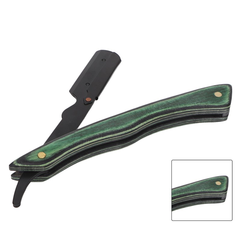Foldable Beard Blade Holder Stainless Steel Composite Wood Beard Knife