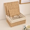 Rattanzenith Wicker Basket with Lid Paper Rope Storage Baskets for
