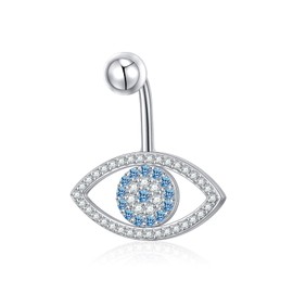 DAOCHONG Evil Eye Belly Ring 925 Sterling Silver Belly Button Piercing with Internal Thread Dainty Belly Rings Valentine's Day Jewelry Gifts for Her