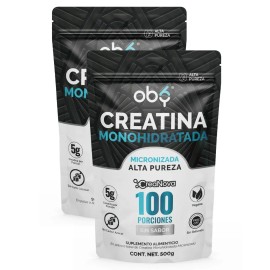 Pack Creatina Monohidratada Micronizada Polvo 100 Alta Pureza Certificada Sabor Disuelve Rápido Scoop Dosificador Pre Entreno Gym Workout Oby