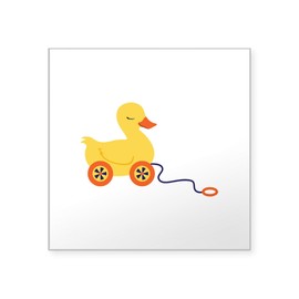 CafePress Duck Pull Toy Sticker Square Bumper Sticker Car Decal