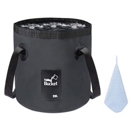 12L 20L Premium Folding Water Bucket, Outdoor Lightweight Portable Collapsible Bucket for Camping Traveling Picnic Hiking Fishing Boating Gardening Car Washing (12L, Black)