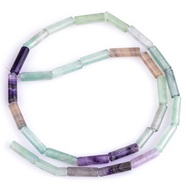 GEM-Inside - Tubo de columna natural de 4 x 12 mm con piedras preciosas de fluorita púrpura para hacer joyas, 15 pulgadas