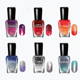 Rowcay Color Changing Nail Polish Set, 6 Pcs Classic Colors Quick Dry Nail Polish Kit 0.24 oz Finger Nail Polish Pack Glossy Toenail Polish, Nail Polish for Women and Girls(7ML Each)