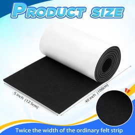 Felt Furniture Pads, 40x5 inch Self Adhesive Felt Tape, Cuttable Heavy Duty Felts Strip Roll for Protecting Hardwood Floors No Scratches