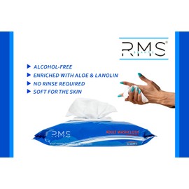 RMS BRANDS Pack of 8 Disposable Adult Wet Wipes or Washcloths 8” X 12” Extra Soft Non-Irritating Adult Wipes for Incontinence with Aloe Vera & Lanolin for Multipurpose Cleansing (576 Count)