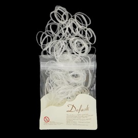 Dofash 2x75mm Gear Anti-Aging Clear Rubber Band for Women's Hair (200 Pieces in Bag)
