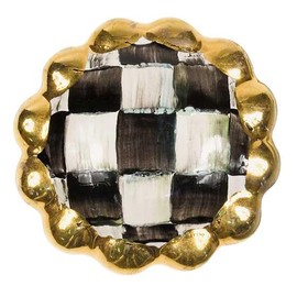 MACKENZIE-CHILDS Round Knob, Decorative Drawer Knob, Black-and-White Courtly Check