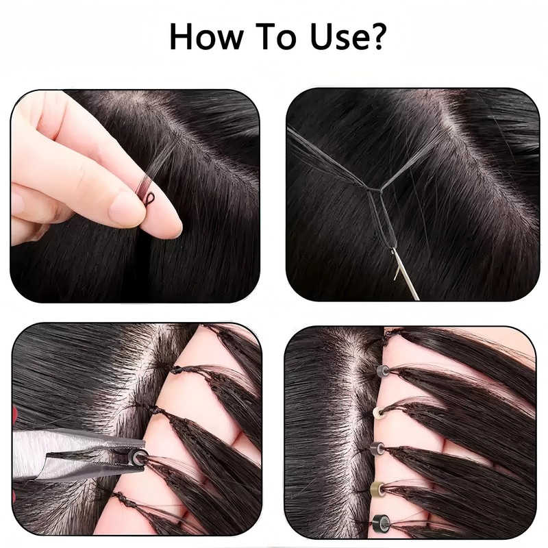 Hair Extension Tools Kit,2500 Silicone Lined Ring Beads,Pliers, Micro Link