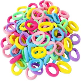 uunida - Ligas para Cabello Niña y Bebé - Donas para el Cabello - Ligas para Moños para Niñas - 100 pzas de 3 cms dentro de una bolsa con zipper que sirve de estuche (Macaroon)