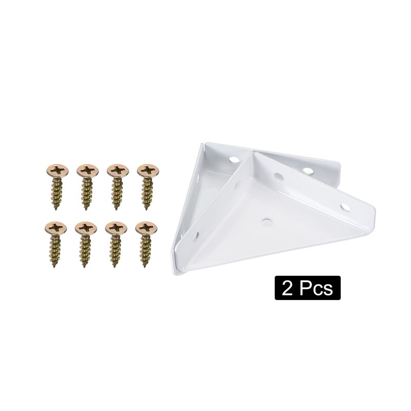 sourcing map Pack of 2 White Angle Corner Brackets 66