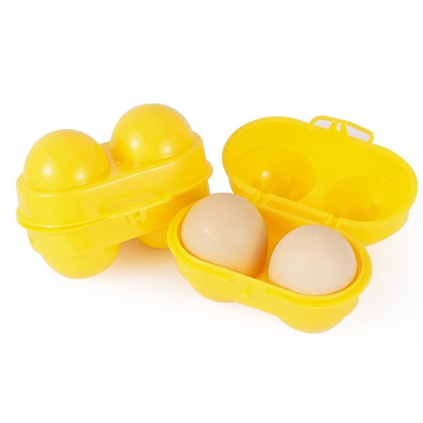 luzen 2Pcs 2 Grid Plastic Egg Holder Reusable Portable Eggs
