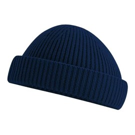 Roughtex Fisherman Beanie Rib Knit Fisherman Hat Short Knitted Hat Flat Dome rPET, navy