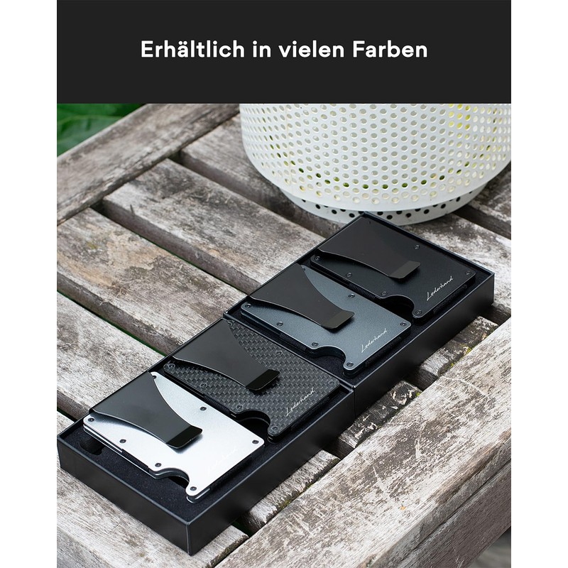 Lederhand iStrong Card Holder, carbon, S, Minimalist