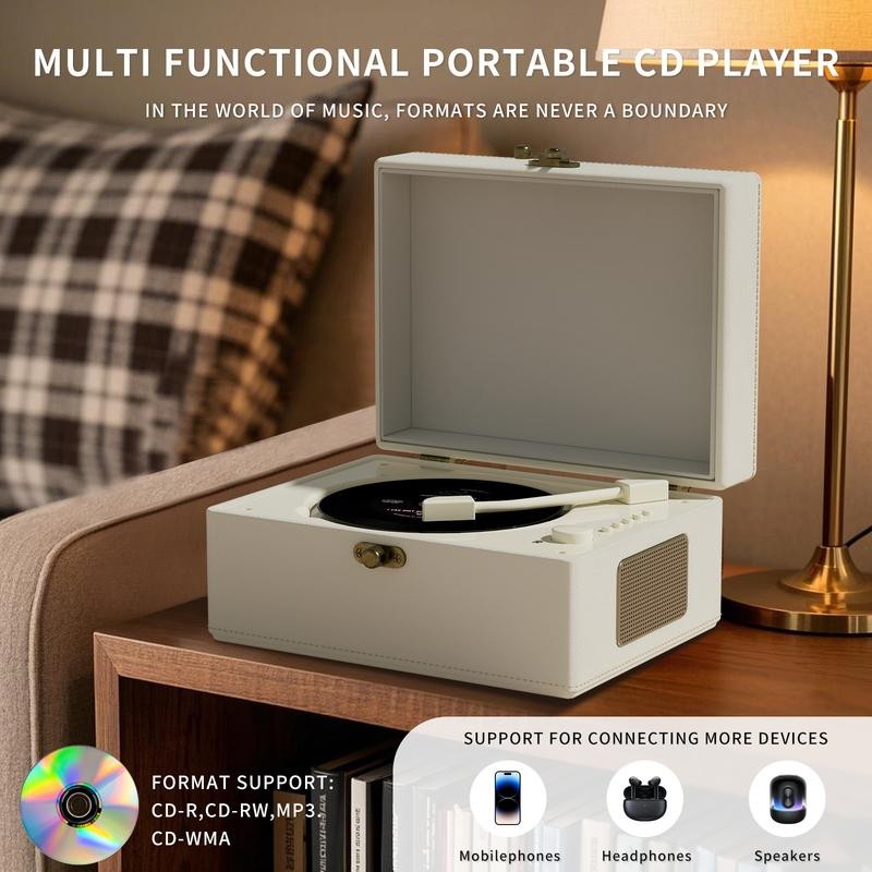 Yintiny Desktop Bluetooth 5.0 CD Player with Speaker, Portable CD