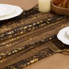 MLMC 6Pcs Black Gold Table Runner Sheer Gauze Glitter Metallic