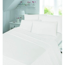 clicktostyle 100% BRUSHED COTTON 4FT SMALL DOUBLE FLANNELETTE EXTRA DEEP 16" FITTED SHEET WARM SOFT BED SHEETS (White)