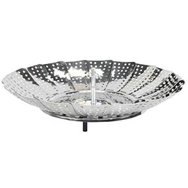 Chef Craft Classic Steamer Basket, 6 inch Diameter 9.5 inch Expanded, Stainless Steel