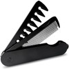 2-in-1 Men's Protable Folding Pocket Comb - Black, Fine &