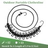 BODFPPC Travel Washing Line with 12 Clips, Portable Windproof Retractable