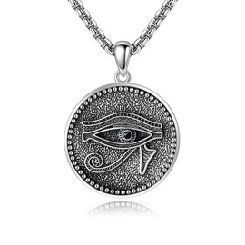 URONE Eye of Horus Necklace 925 Sterling Silver Eye of Horus Pendant Necklace Protection Necklace Egyptian Eye of Horus Jewelry for Men Women