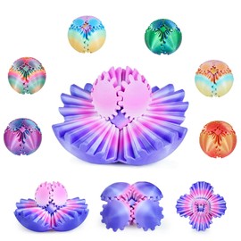 Gear Ball, 3D Printed Gear Sphere Fidget Toy, Sensory Stress Relief Ball for Kids and Adults, ADHD Autism Desk Toy Stocking Stuffer Unique Fun Office White Elephant Gift (Pink Purple, 2.6 inches)