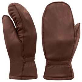Harssidanzar Leather Mittens For Women,Womens Lambskin Leather Outdoor Mittens Gloves Thermolite Lined GL007,Saddle, SizeS