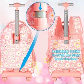 gxtvo Rolling Backpack for Womens and Mens, Adults Wheeled Bookbag with Lunch Box for Girls and Boys.